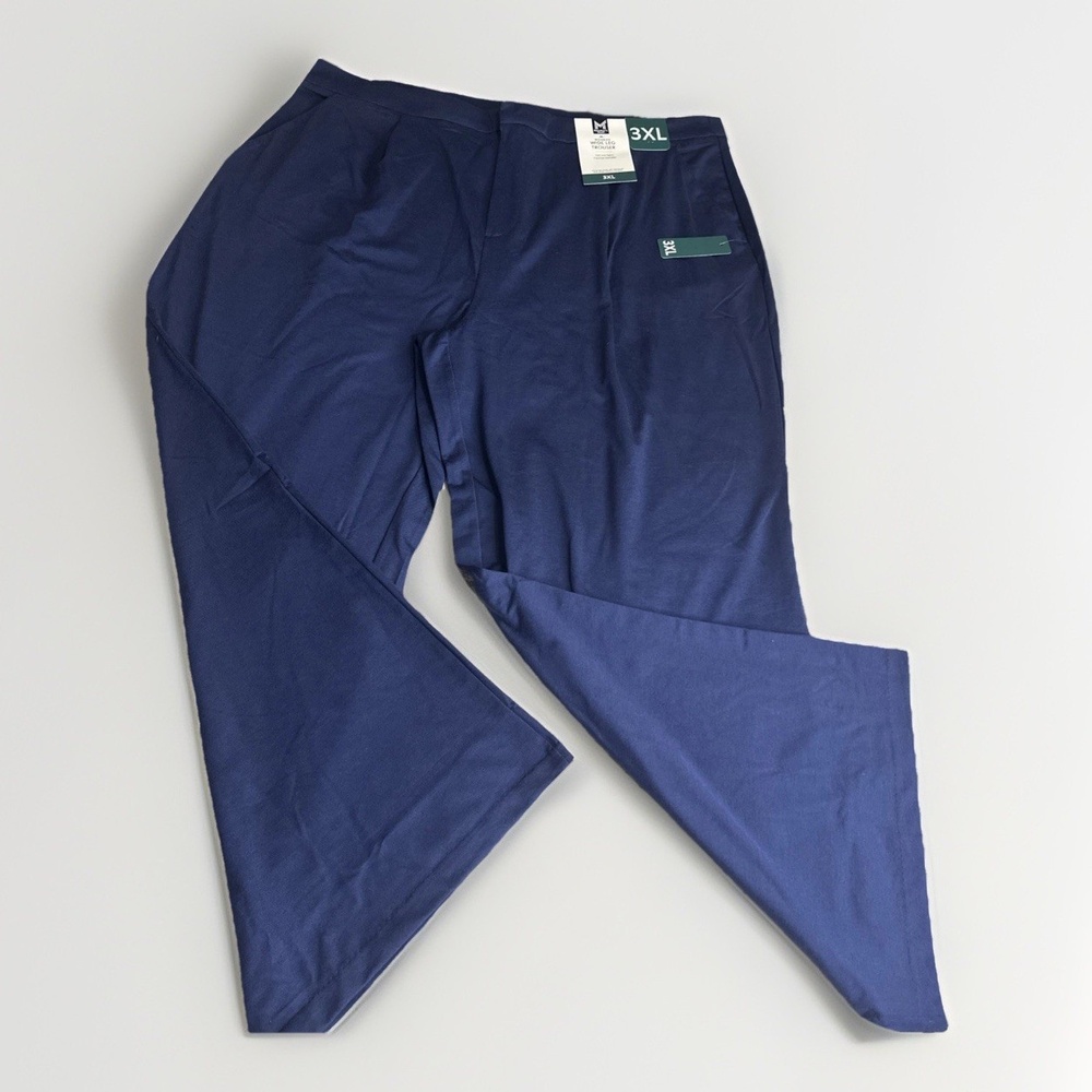 Womens Plus Size Blue Wide Leg Pants 3XL Work Wear Travel Business